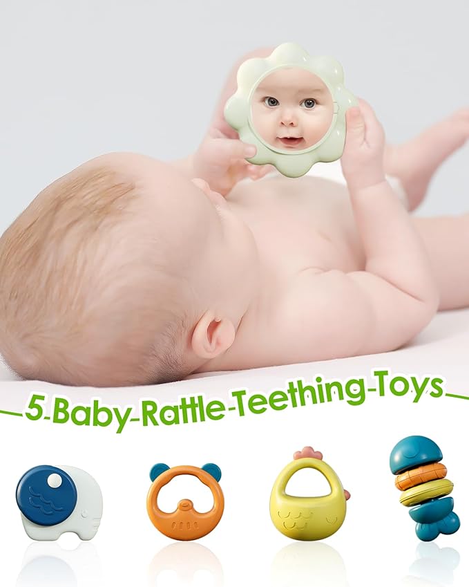 dearlomum Baby Play Mat Gym, Funny Play Piano Tummy Time Activity Mat with 5 Infant Sensory Toys, Music and Lights, Boy & Girl Gifts for Newborns 0 to 3 6 9 12 Months (Green)