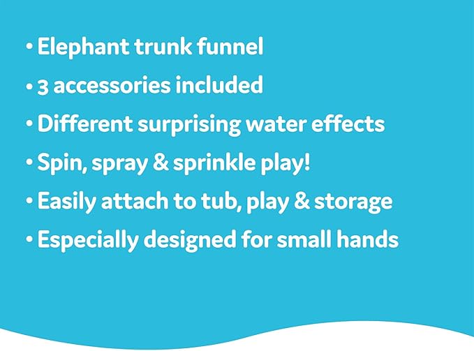 Yookidoo Elephant Trunk Funnel Baby Bath Toy - FunEleFun Fill ‘N’ Sprinkle - Fun and Imaginative Play with 3 Interchangeable Trunk Accessories for Ages 18m+ (Grey)