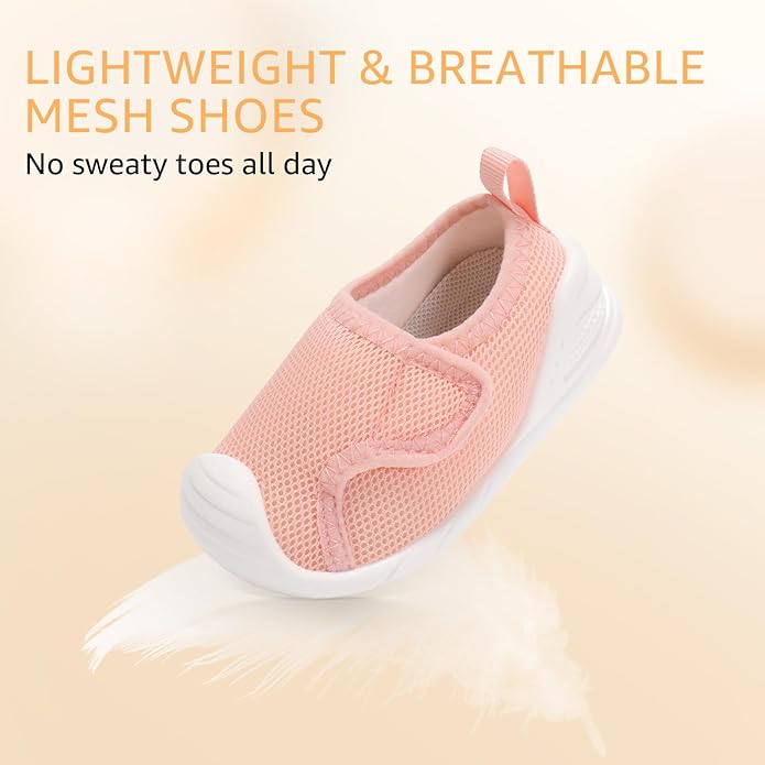 Baby Boys Girls First Walking Shoes Wide Toe Box Infant Sneakers Lightweight Breathable Slip On Barefoot Shoes