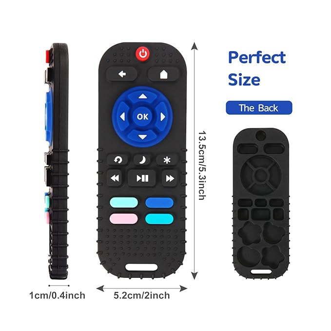 2 Pack Silicone Teethers for Babies 6-12 Months, Teething Toys for Babies 0-6 Months, Remote Teether for Baby, Sensory Toys for Babies,Toddler Infant Girl Boy Gifts