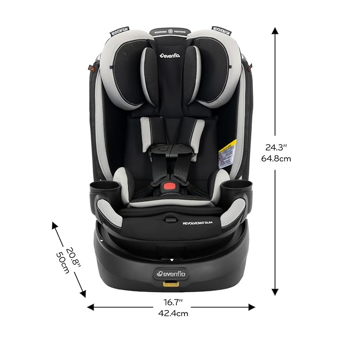 Evenflo Revolve360 Slim 2-in-1 Rotational Car Seat with Quick Clean Cover (Salem Black)