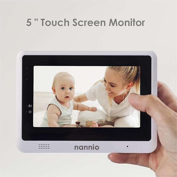 nannio-Connect 5'' Touchscreen Smart Baby Monitor, HD WiFi Camera, Clear Night Vision, Temp. Sensor, Fully Remote Pan Tilt Zoom, 2-Way Audio, Free Smart Phone App, Works with iOS, Android, Ideal Gift