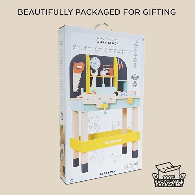 Le Toy Van - Wooden Toy Work Bench Set | Large Educational Construction Set for Role Play | Pretend Play Wooden Tools - Suitable for 3 Year Olds+