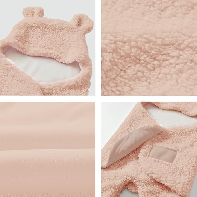 Baby Swaddle Blanket Boys Girls Cute Bear Plush Essential Receiving Blanket Ultra-Soft Newborn Registry Sleeping Wraps for Infant 0-6 Months - Pink