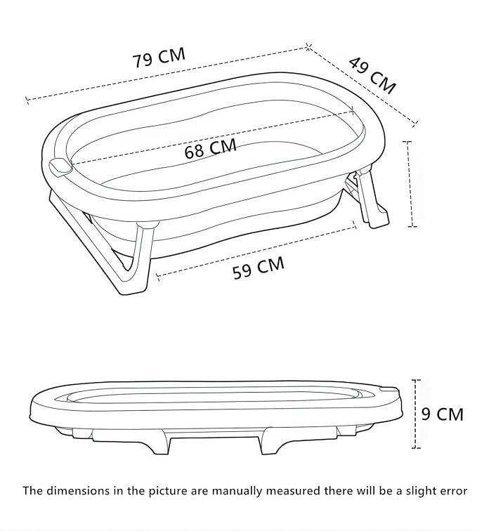 Foldable Baby Bath Tub,Newborn Baby Tub with Soft Bath Mat and Real Time Water Temperature Display(Blue Bath Tub + Bath Mat)