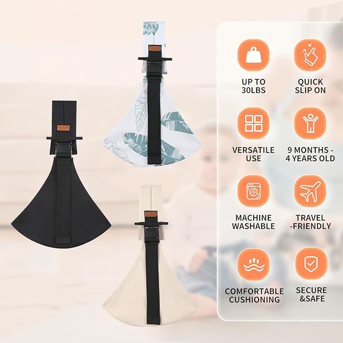 Baby Sling Carrier for Infants and Toddlers 6–36 Months (10–30 lbs), Breathable Cotton Hip Shoulder Carrier – Adjustable, Hands-Free Toddler Sling for Side & Hip Carry(Beige)