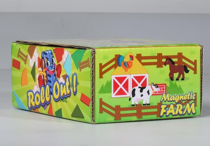 Oriate Farm Animals Fences Magnetic Tiles, 18pcs Magnet Fencing Compatible Garden Farming Zoo Dinosaur, Kids Magnetic Structural Construction Magnets Tile Building Blocks Toys Accessory