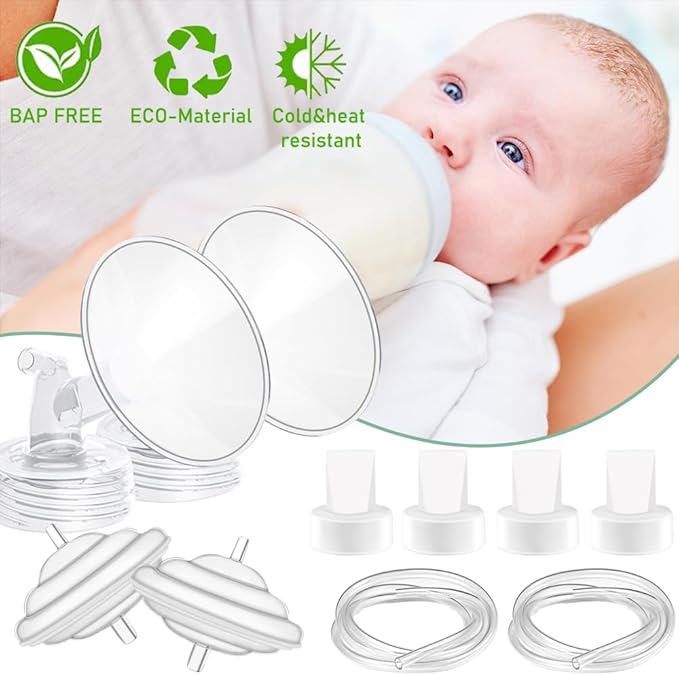 15mm Flange Pump Parts Compatible Spectra S1 S2 9 Breast Pumps Replacement,Full Set Replacements Include Flange Backflow Protector Membrane Duckbill Valve Tube,Not Original Accessories