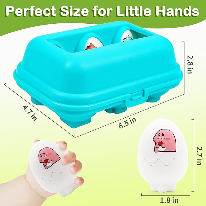 Dinosaur Egg Toys for Toddlers 1-3, Dino Matching Eggs Color Sorting Sensory Educational Learning Fine Motor Skills Shape Sorter Baby Puzzle Travel Game Montessori 1st Birthday Gifts Boy Kid