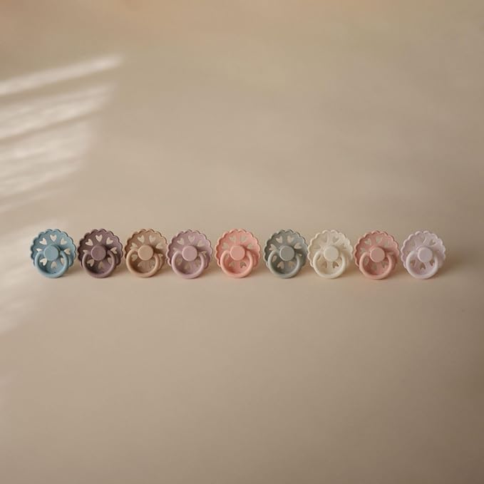 FRIGG SilkySoft Silicone Baby Pacifier 4-Pack Rosy Romance | Made in Denmark | BPA-Free (6-18 Months)