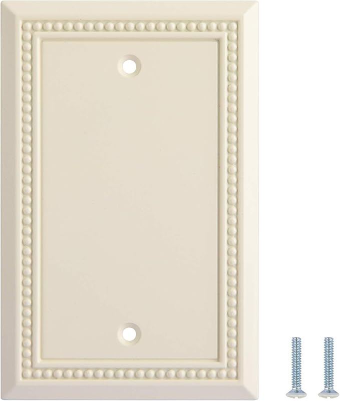 Henne Bery Sunken Pearls Heavy Duty Switch Plate/Wall Plate/Outlet Cover (Single Blank 2PK, Light Almond