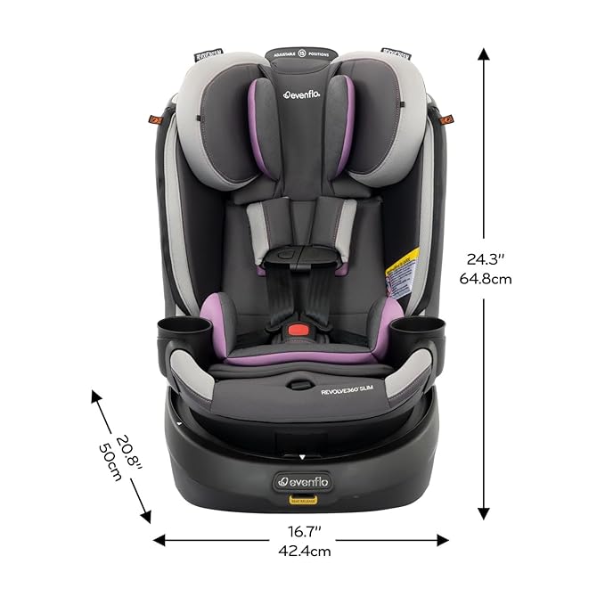 Evenflo Revolve360 Slim 2-in-1 Rotational Car Seat with Quick Clean Cover (Sutton Purple)