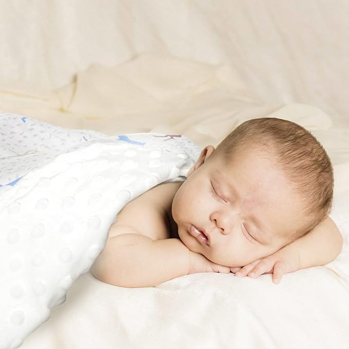 Soarwg Kids Baby Blanket Unisex Newborn, Super Soft Comfy, 100% Polyester Minky, 30 x 40 Inch, Green, Blue