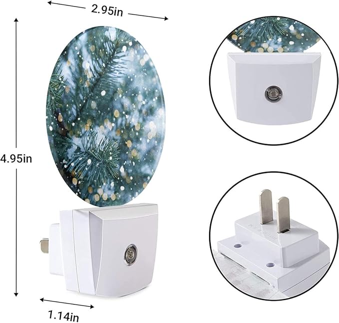 EKOBLA Winter Night Lights Plug into Wall Snowy Pine Tree Branches with Sparkling Light Snowflakes Plug-in Nightlights Home Auto Sensor LED Dusk to Dawn Light for Bedroom Bathroom