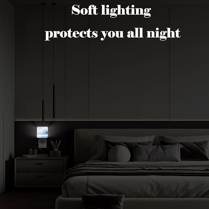 Snow Forest Night Light,Plug-in Night Lights with Dusk-to-Dawn Sensor for Stairway,Hallway,Bedroom Sleep Friendly Ideal for Women/Girls/Boys Gift,0.5w
