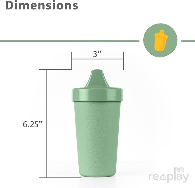 Re-Play Spill-Proof Sippy Cups - Reusable 10 Oz Set of 6, Dishwasher & Microwave Safe, Made in USA, Meadow