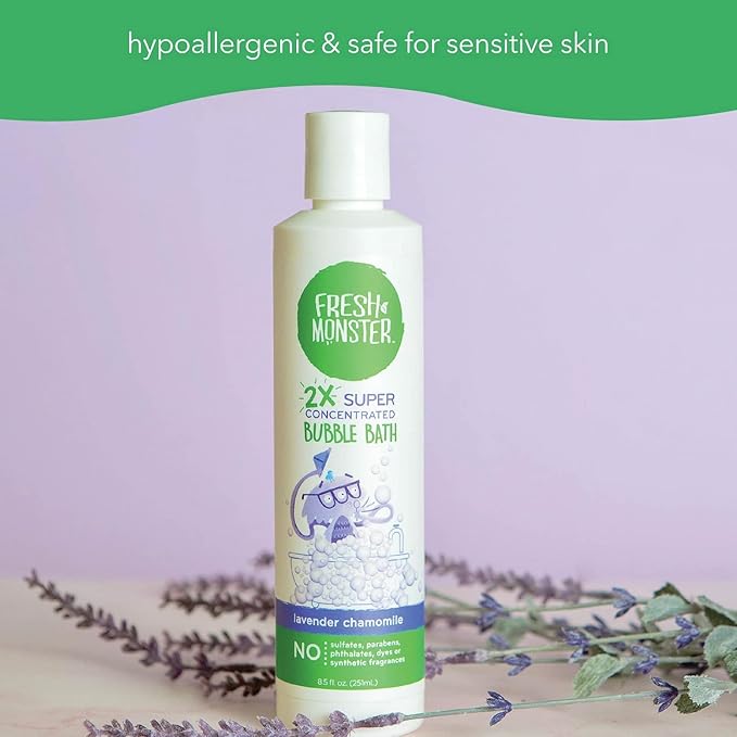 Fresh Monster Kids Foaming Bubble Bath | Hypoallergenic, Natural for Kids & Toddlers | Super Concentrated | Soothing Lavender Scent | Bath Time Essentials