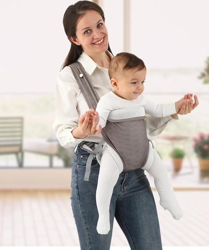 Baby Carrier Newborn Wrap,Ergonomic Infant Soft Carriers for Toddler 7-45 lbs,Adjust Back Strap/Waist Belt,4-in-1 Babe Carrier Front&Back,for Hiking Travel or Everyday Family Events-solid color (Gray)