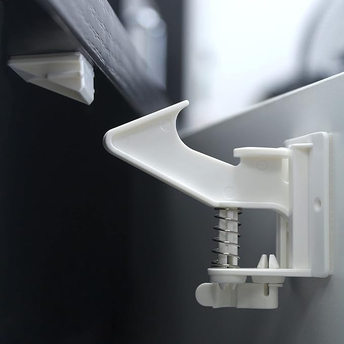 Vmaisi 10 Pack Cabinet Locks for Babies Child Safety Latches - 3.5 Inches Longer Baby Proofing Cabinets Drawer Lock with Adhesive Easy Installation