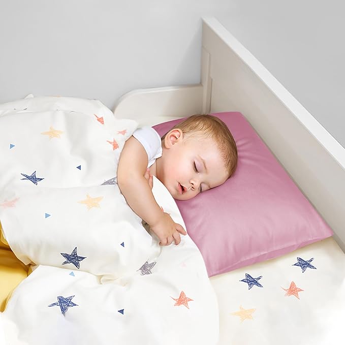 Organic Cotton Toddler Pillowcase 2 Pack, 14 x 20 Travel Pillow Case Cover for Babies, Kids, Boys and Girls, Soft and Breathable Small Pillow Cases with Envelope Closure, Lotus Pink