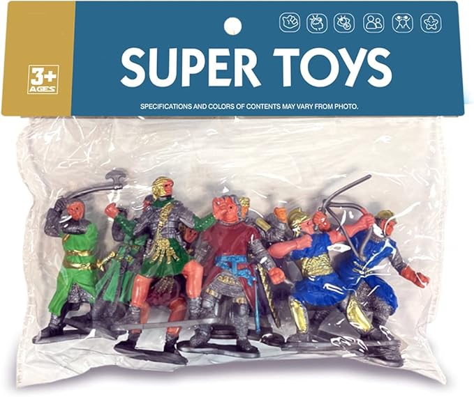 Liberty Imports 8 PCS Medieval Knight Figures - Toy Soldiers Free-Standing Figurines with Realistic Details, Medieval Party Decorations and Cake Toppers, Knight Party Favors for Kids