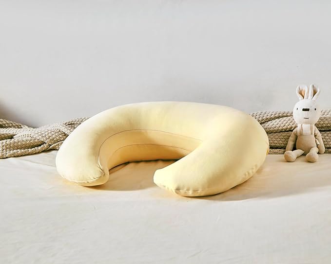 Nursing Pillow, Plus Size Breastfeeding Pillow Original Support for Baby Boys Girls Breastfeeding Essentials, with Removable Soft Cotton Cover (Sand, Large (25.59 * 20.08 * 6.30 Inches))
