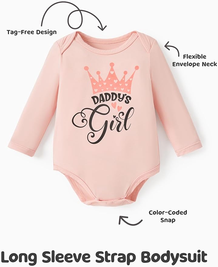 PATPAT Baby Bodysuits - Soft Viscose Made from Bamboo - Long Sleeve Funny for Boys and Girls -Newborn Infant Toddler Clothes