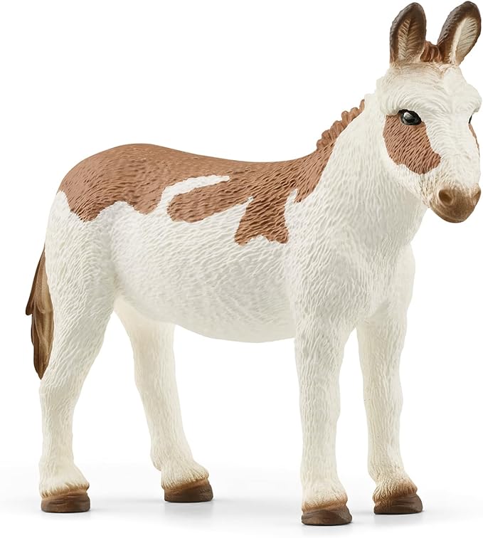 Schleich Farm World American Spotted Donkey Animal Figurine - Highly Detailed and Durable Farm Animal Toy, Fun and Educational Play for Boys and Girls, Gift for Kids Ages 3+, Multicolor, 2.5 inch