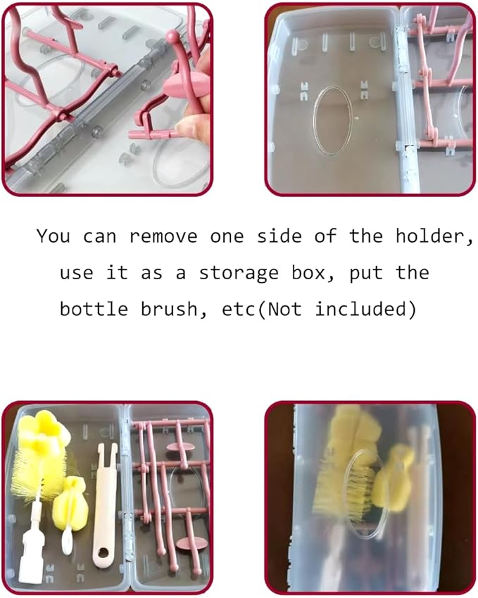 Collapsible Baby Bottle Drying Rack, Bottle Dryer Holder for Bottles, Teats, Cups, Pump Parts and Accessories (Pink)