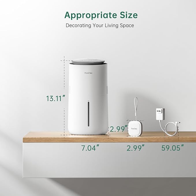 MistFree Smart Humidifier for Bedroom, Evaporative Humidifier No White Dust, Auto Humidity & APP Control, 3L Water Tank Easy to Clean, Sleep Mode, Timing, Humidifiers for Home/Office(White)