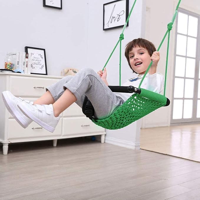 Toddler Swing & 2-in-1Baby Swing - Adjustable Rope Swing Seat for Kids | Indoor & Outdoor Durable Backyard Swing Set for Infants & Toddlers (Green)