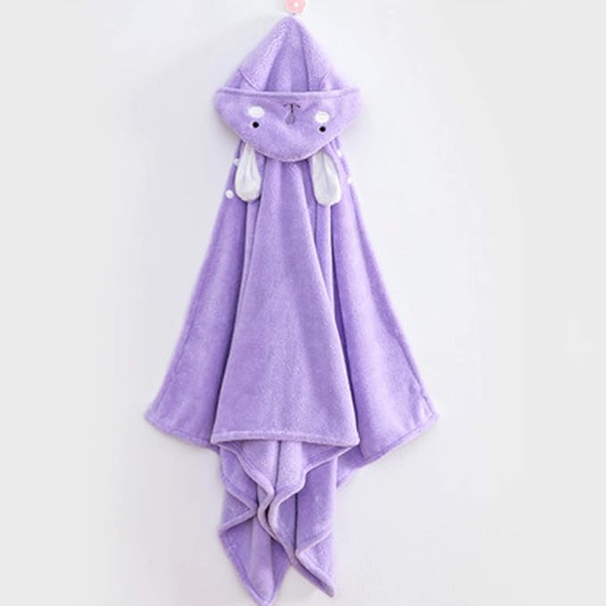 ROMASA Toddler Hooded Bath Towel Ultra Soft Towel Highly Absorbent Bathrobe Blanket for Boys Girls- 27.5" x 55" (Purple)