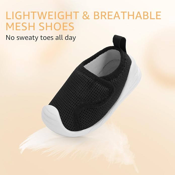 Baby Boys Girls First Walking Shoes Wide Toe Box Infant Sneakers Lightweight Breathable Slip On Barefoot Shoes