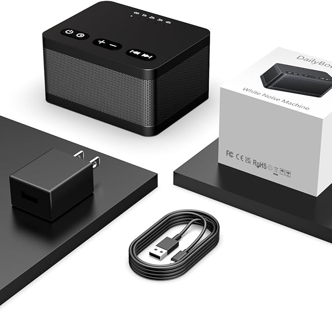 Sound Machine White Noise Machine with 30 Natural Soothing Sounds 36 Levels Volume 5 Timers Memory Function Effectively Blocks Noise Ideal Sleep Machine Brown Noise for Baby Kids Adults Home (Black)