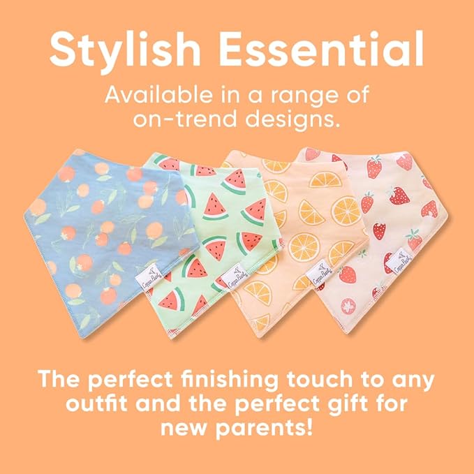 Copper Pearl Baby Bandana Drool Bibs for Drooling and Teething 4 Pack Gift Set Clementine