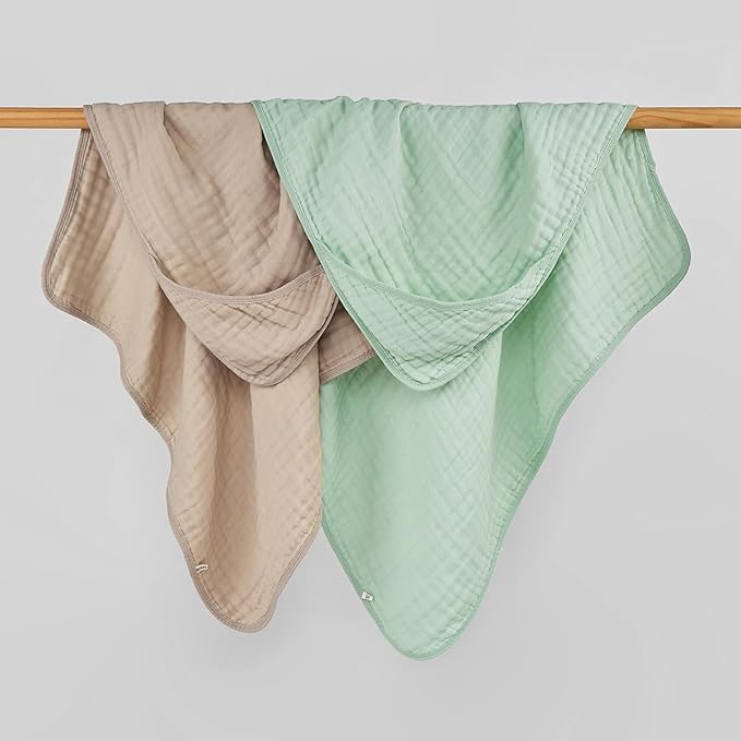 Muslin Hooded Baby Towels 4Pack - 32x32 Inches, Premium 6-Layer 100% Cotton Extra Soft Absorbent Bath Towels for Infant, Newborn Gift Set (4 Pure Colors)