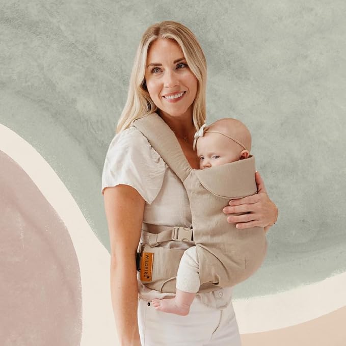 WildBird - Aerial Carrier - 7 to 45 lbs - for Moms, Dads & Caregivers - 100% Natural European Linen Fibers - Versatile & Adjustable - Small Size - Desert Lark Fabric