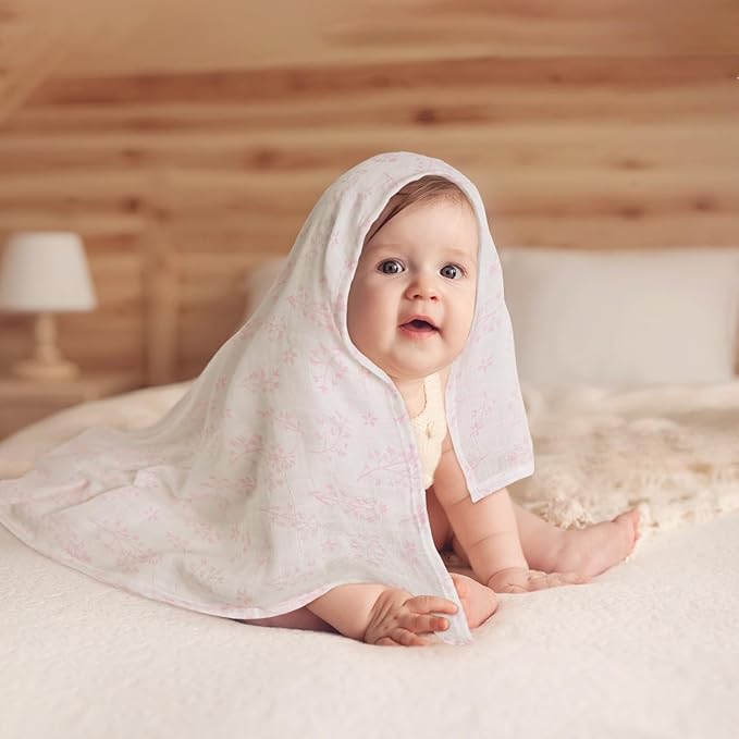 GLLQUEN BABY Receiving Blanket Boy Cotton Muslin Swaddle Blankets Girl Newborn Squares Breathable & Soft Thin Baby Blankets Cloths Double Absorbent Infant Swaddling Wrap - 6 Pack (Looking for Spring)