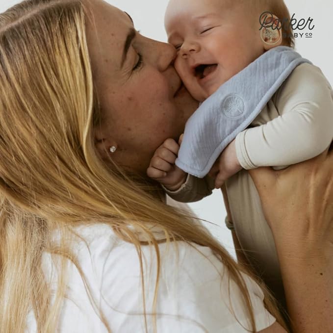 Parker Baby Muslin Bandana Drool Bibs | 100% Soft Muslin Cotton, Absorbent & Adjustable | Stylish Teething & Drooling Bibs