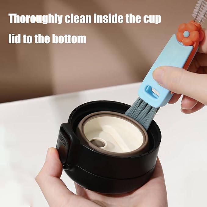 3 in 1 Cup Lid Cleaning Brush - 2025 New Multifunctional Tool for Thorough Cleaning of Bottles, Cups, and Tight Spaces - Ideal for Home & Kitchen