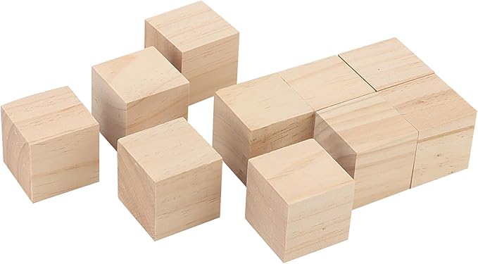 SOUJAP 30 Pack 2 Inch Wood Cubes, 5cm DIY Wooden Blocks, Unfinished Pine Wood Blocks for Craft, Art