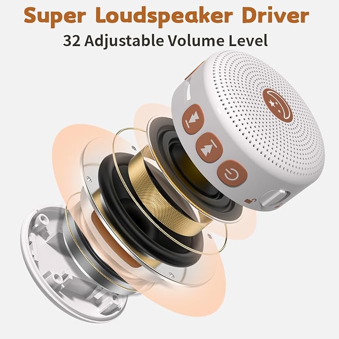 Mini Shushing Sound Machine Baby Portable White Noise Machine Brown Noise Machine with 30 Soothing Sounds for Kids Adults Auto-Off Timer 32 Volume Levels Battery Sleep Machine for Home Office Privacy