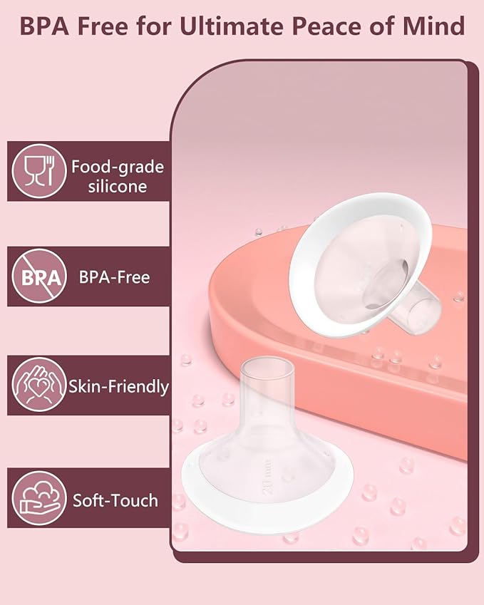 4pc 17mm Oval Flanges Shields Built-in Soft Edges Compatible with Medela/Lansionh Pumps, Replacement Parts for Pump in Style, Symphony, Swing Maxi, Harmony and Personalfit Flex Connector