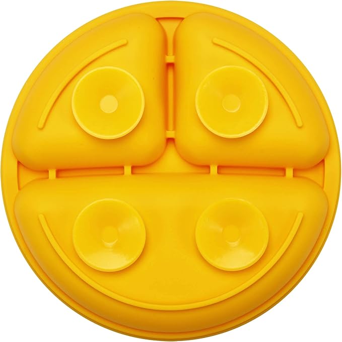 PandaEar Divided Unbreakable Silicone Baby and Toddler Plates - 3 Pack - Non-Slip - Dishwasher and Microwave Safe - Silicone (Blue Green Yellow)