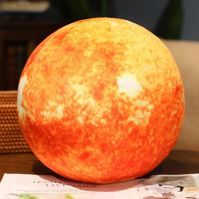Ultra-ealistic 3D Planet,Moon,Earth,The Sun,Pillow Plush Toys,for Kids Teens Adults, for Teachers and Parents, Educational Toy Learning, 10.6 in (The Sun)
