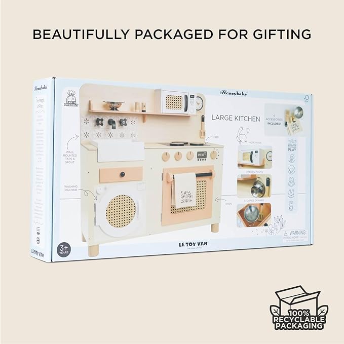 Le Toy Van – Large Wooden Kitchen Furniture Set | Grand Kitchen Cabinet and Appliance Pretend Play Set – Suitable for 36+ Months