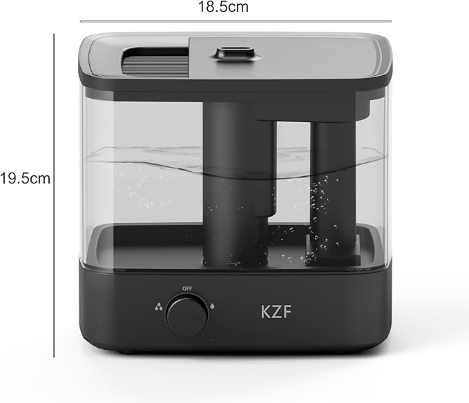 KZF 2.3L Top-Fill Cool Mist Humidifier – Whisper-Quiet, Up to 30 Hrs Runtime, Auto Shut-Off, Ideal for Bedroom, Baby Nursery & Plants