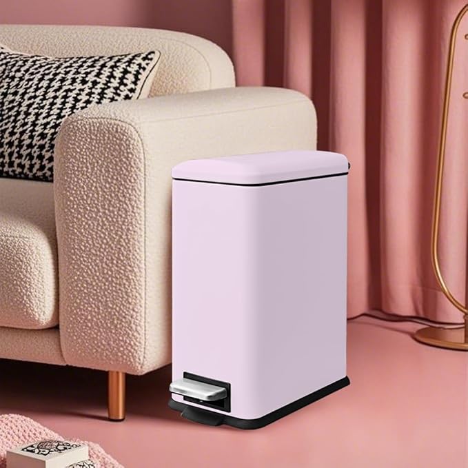8 Gallon Step Trash Can with Soft Close Lid, 30L Stainless Steel Garbage Can, Fingerprint Resistant with Removal Inner Bucket, Pink Trash Can for Home, Kitchen, Laundry Room, Office, Bathroom