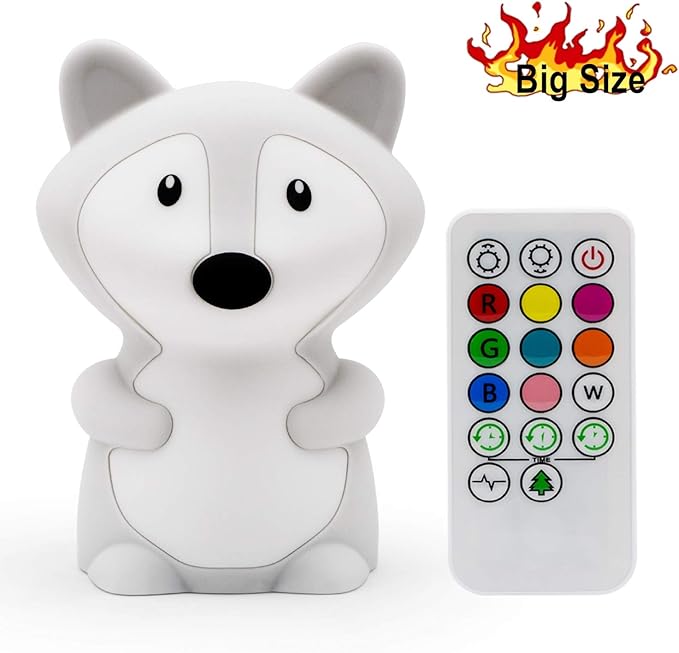 Large Fox Night Lights for Kids, Silicone Night-Light, Bedside lamp, 9 Colors Baby Sleep Light Children's Bed Bedroom Lamp for Toddlers/Boys/Girls/Adults/Bedroom/Outdoor/Camping/Gift - Large