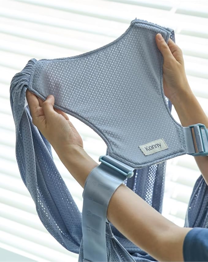 Konny Baby Carrier Flex AirMesh with Head Support- Adjustable, Easy to Wear Baby Wrap Sling, Perfect for Newborn Babies Essentials up to 44 lbs (XS-XL) -Pale Blue